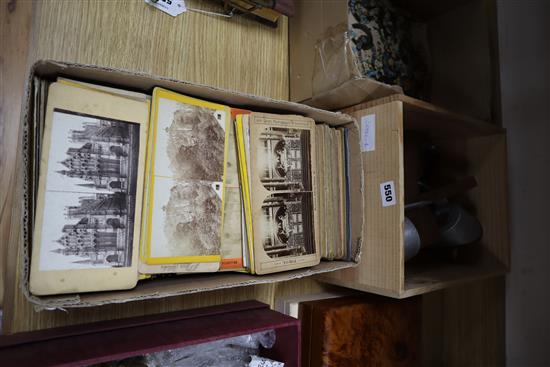 A box of three hundred and fifty slides and two stereoscopic hand viewers